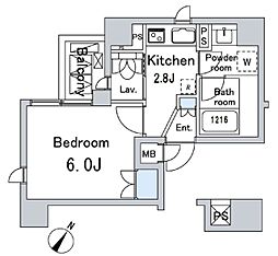 ルジェンテ・バリュ上野 7階1Kの間取り