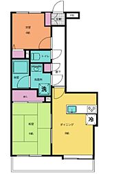 グリーンパーク早稲田1パークスクエア 2DKの間取図画像