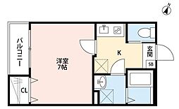 riviere亀有 1Kの間取図画像