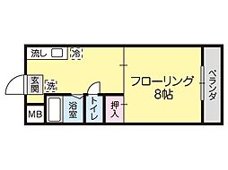T・クレール片江 1Kの間取図画像
