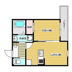 KTIレジデンス新田 1LDKの間取図画像