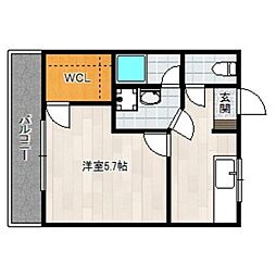 ブルージュハイム 1Kの間取図画像