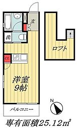 アクイラウラヤスウノ 1Kの間取図画像