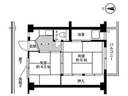 ビレッジハウス郷地9号棟 2Kの間取図画像
