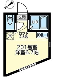 ユナイト大船ラ・ベル ワンルームの間取図画像