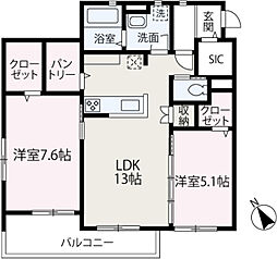 ＫＵＫＵＲＵ・I 2階2LDKの間取り