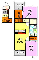 トスカーナB 2LDKの間取図画像