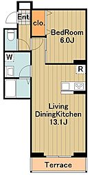 京王相模原線 京王堀之内駅 徒歩13分の賃貸アパート 3階1LDKの間取り