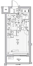 COURTYARD洗足 1階1Kの間取り