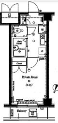 ヴェルト杉並サウスヒル 1Kの間取図画像