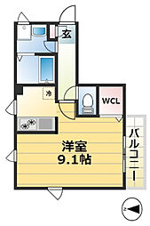 エスコート山根 1階1Kの間取り