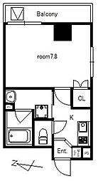 ビューテラス城山 5階1Kの間取り