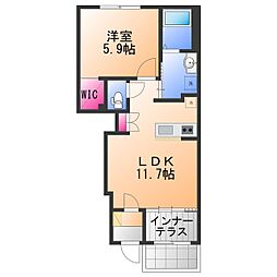 ストレリチア 1階1LDKの間取り