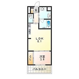 Osaka Metro谷町線 平野駅 徒歩2分の賃貸マンション 5階1LDKの間取り