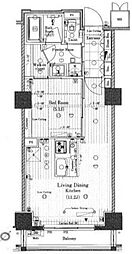 都営大江戸線 勝どき駅 徒歩5分の賃貸マンション 7階1LDKの間取り