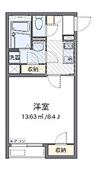 クレイノベンテン 1Kの間取図画像