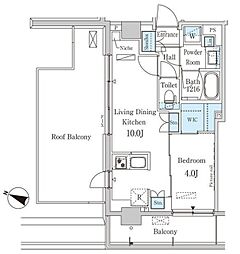 パークアクシス西馬込 5階1LDKの間取り