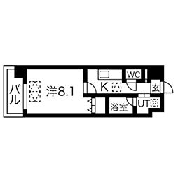 阪急神戸本線 武庫之荘駅 徒歩1分の賃貸マンション 3階1Kの間取り