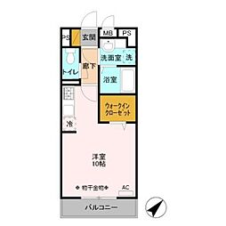 セジュールＺＥＮ III　Ａ 3階ワンルームの間取り