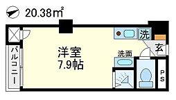 シャルマン築地明石町 1Kの間取図画像
