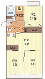 ヴィヴァレ東岩槻 3DKの間取図画像