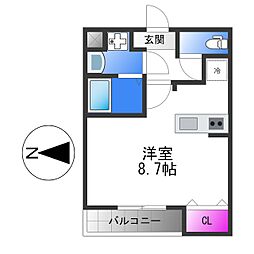 フジパレス駒川中野 1Kの間取図画像