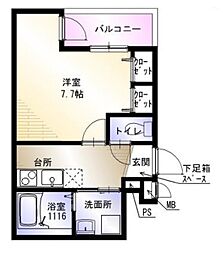 シュークリア北花田 1Kの間取図画像