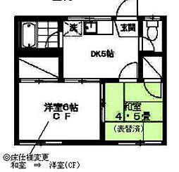 第二平山ハイツ 1階2DKの間取り