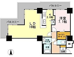 品川シーサイドビュータワー I 26階1LDKの間取り