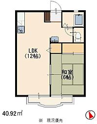 サンシティー 2階1LDKの間取り