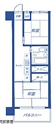 大森永谷マンションC棟 2Kの間取図画像