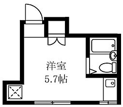 西池ガーデンハイツ 2階ワンルームの間取り