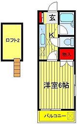 ワカバハイツ 1Kの間取図画像
