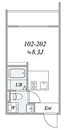 trias218 1Kの間取図画像