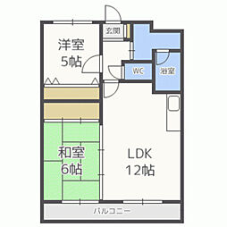 ヴィラ・クオーレＩ 1階2LDKの間取り