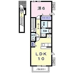 JR中央線 八王子駅 バス25分 新清水橋下車 徒歩6分の賃貸アパート 2階1LDKの間取り