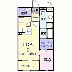 ウィステリア 1LDKの間取図画像