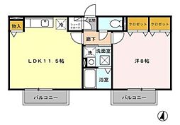 レセンテ中央 1LDKの間取図画像