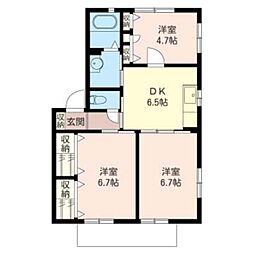 ミラコスタＣ 1階3DKの間取り