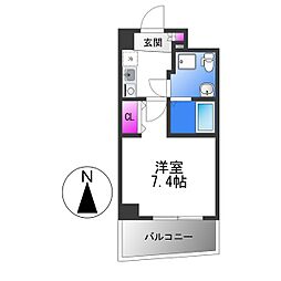 セレニテ桃谷 1Kの間取図画像