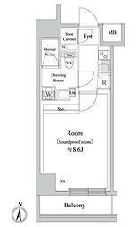 トラック両国 5階1Kの間取り
