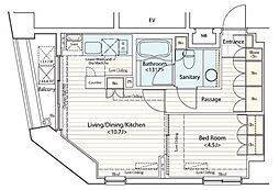 ドゥーエ横濱桜木町 1LDKの間取図画像