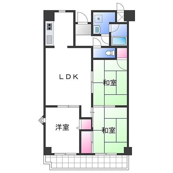 大阪府岸和田市上松町(賃貸マンション3LDK・1階・65.61㎡)の写真 その2