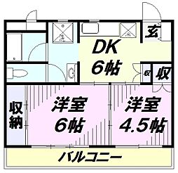 パークヒルズ緑町 2DKの間取図画像
