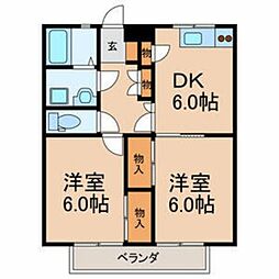 メゾンアルピナ 3階2DKの間取り