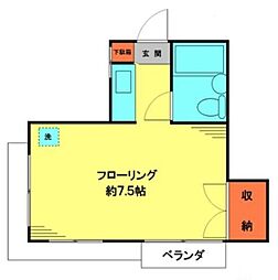 コスモ谷中 3階ワンルームの間取り