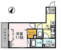プリマベーラ富士見 2階1Kの間取り