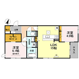 アイエヌ南花屋敷 2LDKの間取図画像