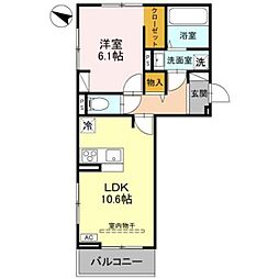 アザレアB 1LDKの間取図画像