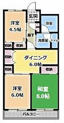 アルカディア岸 3DKの間取図画像
